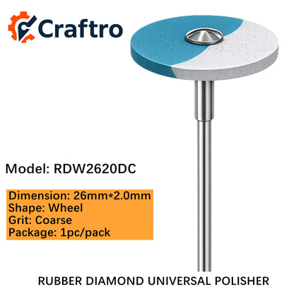 Craftro Dental Lab HP 2.35MM Rubber Diamond Universal Polisher Wheel 26*2mm Coarse 1pc/pk