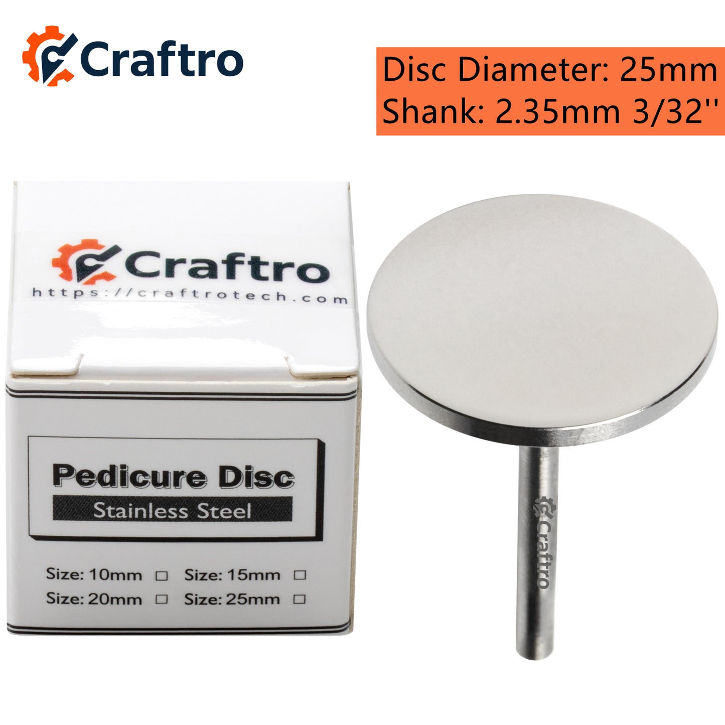 Craftro 20/25mm Diameter Aluminum Oxide Nail Sandpaper & Stainless Steel Disc Holder C M F Grit  2.35mm 3/32'' Shank