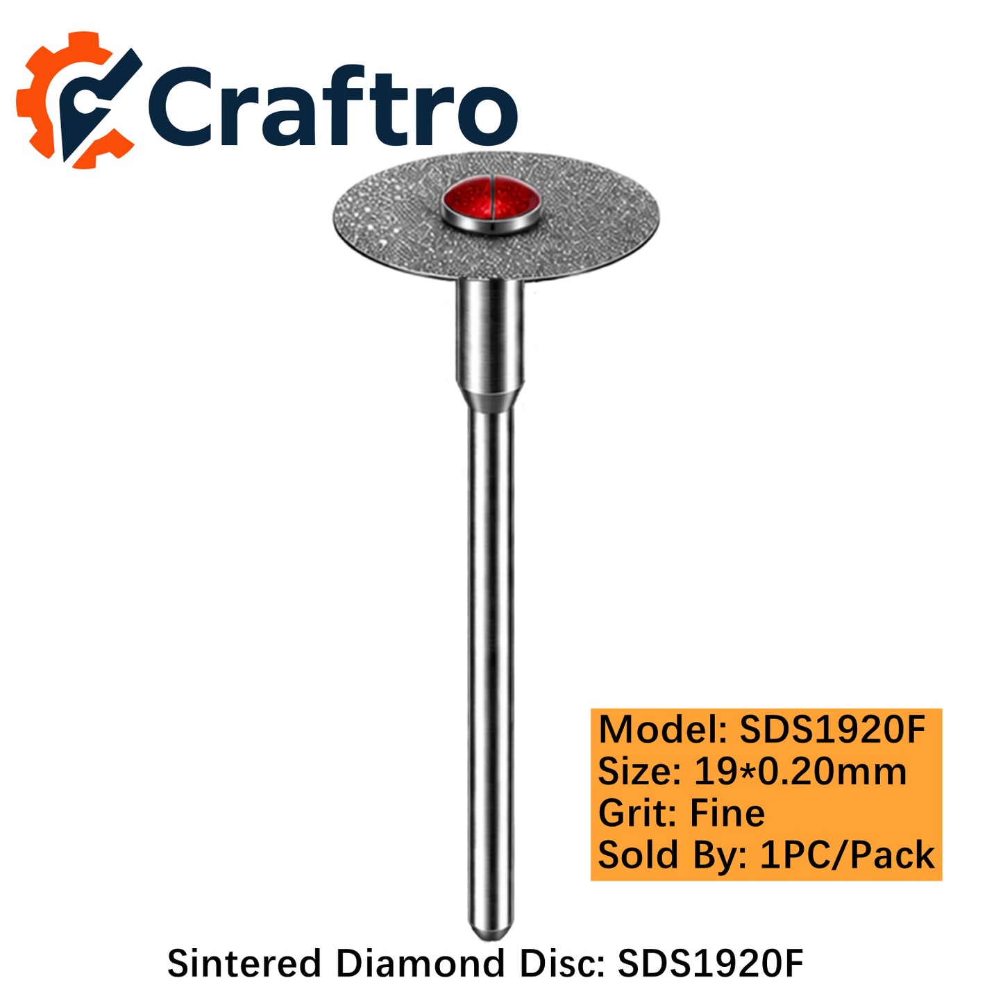 Craftro HP 2.35mm Dental Lab Sintered Diamond Discs Fine 19*0.2mm 1/pk