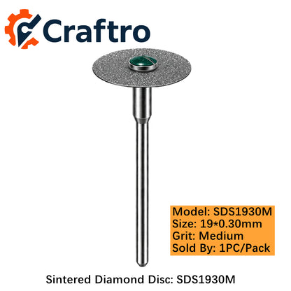 Craftro HP 2.35mm Dental Lab Sintered Diamond Discs Medium 19*0.3mm 1/pk