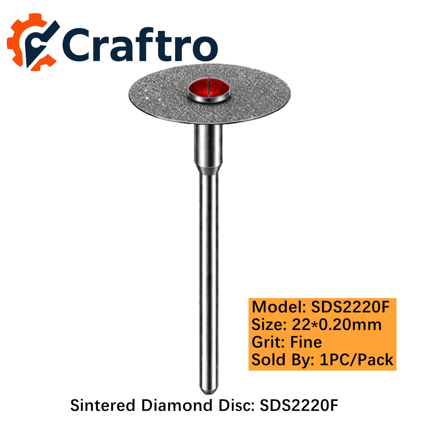 Craftro HP 2.35mm Dental Lab Sintered Diamond Discs Fine 22*0.2mm 1/pk