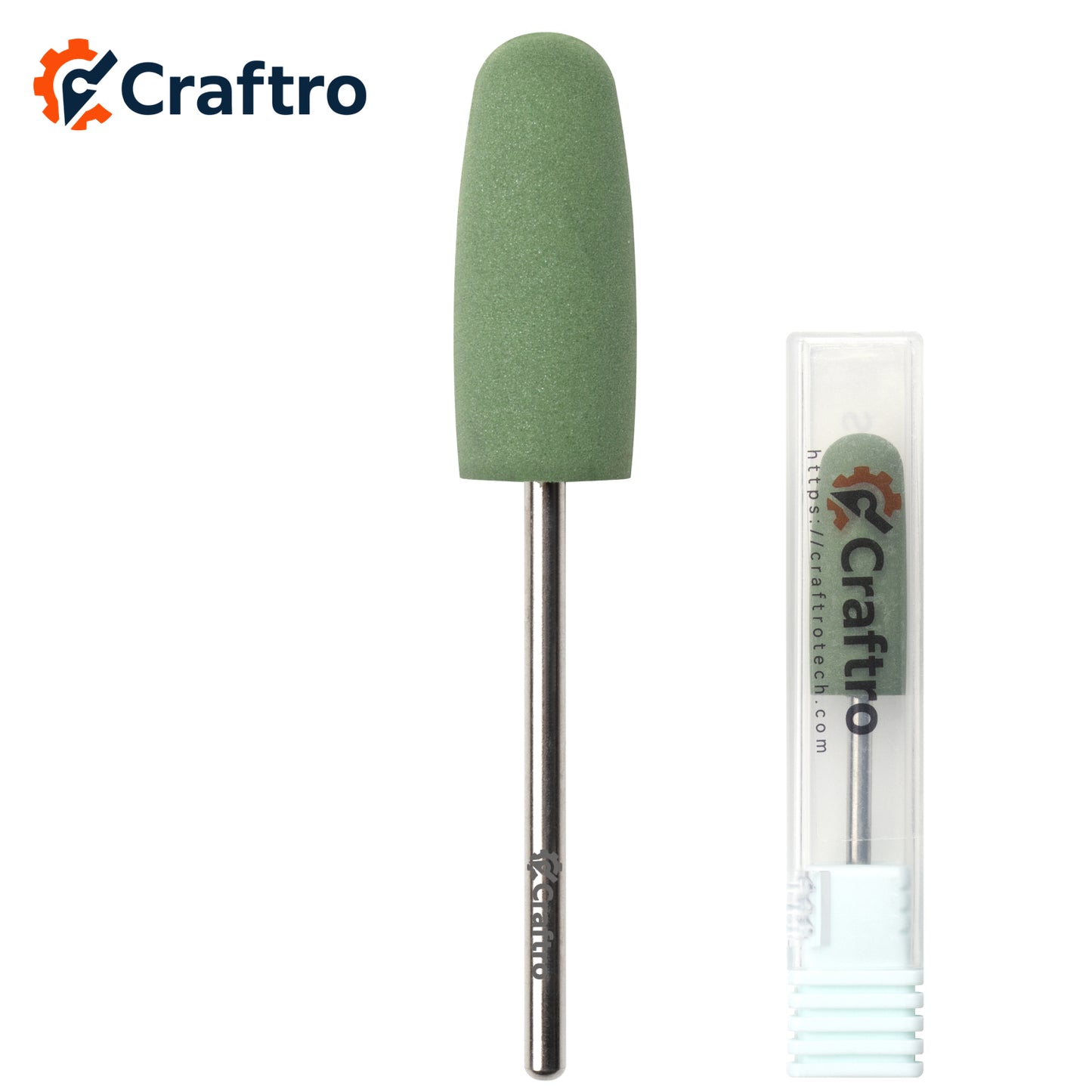 Craftro 3/32'' Shank Nail Drill Grinder Smoothing Silicone Polisher Bit Flame Medium Grit