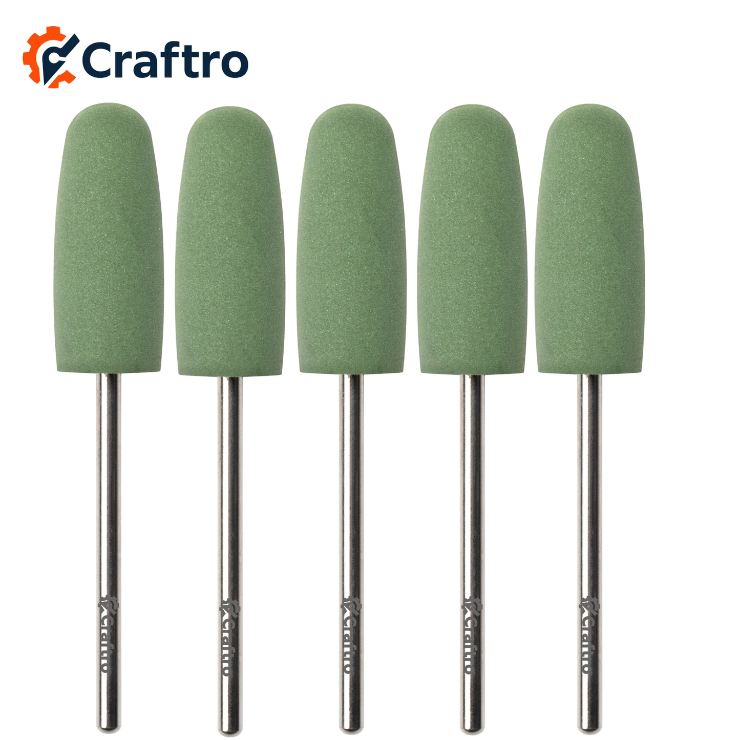 Craftro 3/32'' Shank Nail Drill Grinder Smoothing Silicone Polisher Bit Flame Medium Grit