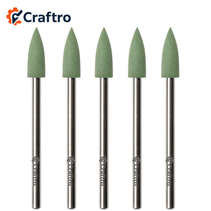 Craftro 2.35mm 3/32'' Shank Nail Drill Silicone Polisher Bit Grinder Smoothing Bits, Medium Grit