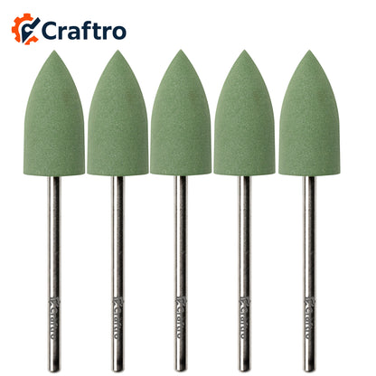 Craftro 3/32'' Shank Nail Drill Grinder Smoothing Silicone Polisher Bit Big Cone, Medium Grit