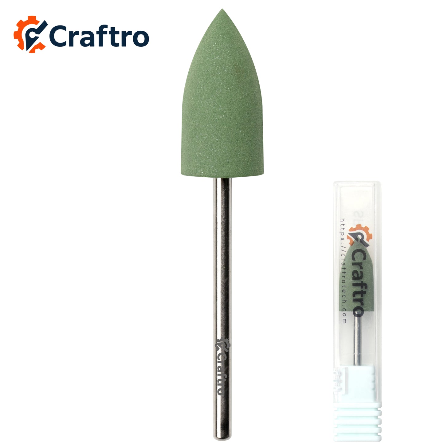 Craftro 3/32'' Shank Nail Drill Grinder Smoothing Silicone Polisher Bit Big Cone, Medium Grit
