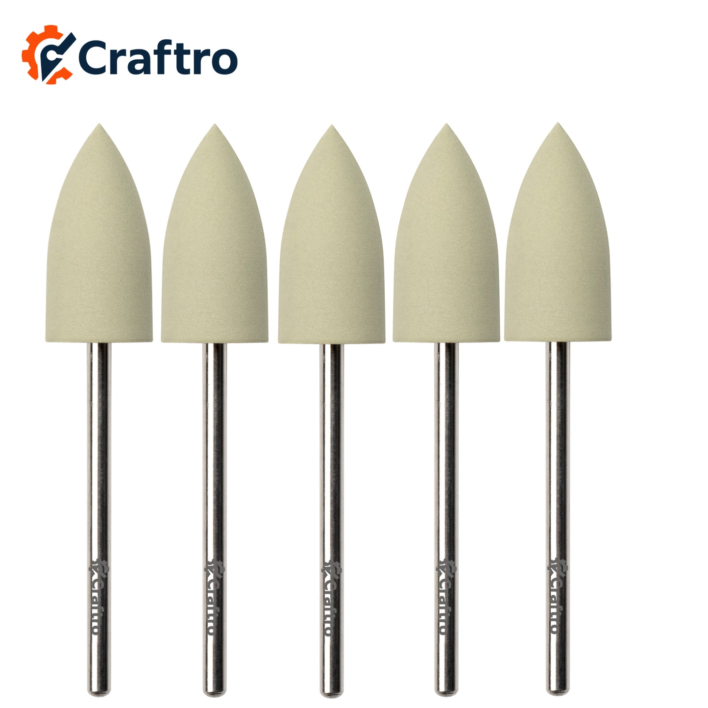 Craftro 3/32'' Shank Nail Drill Grinder Smoothing Silicone Polisher Bit Big Cone, Fine Grit
