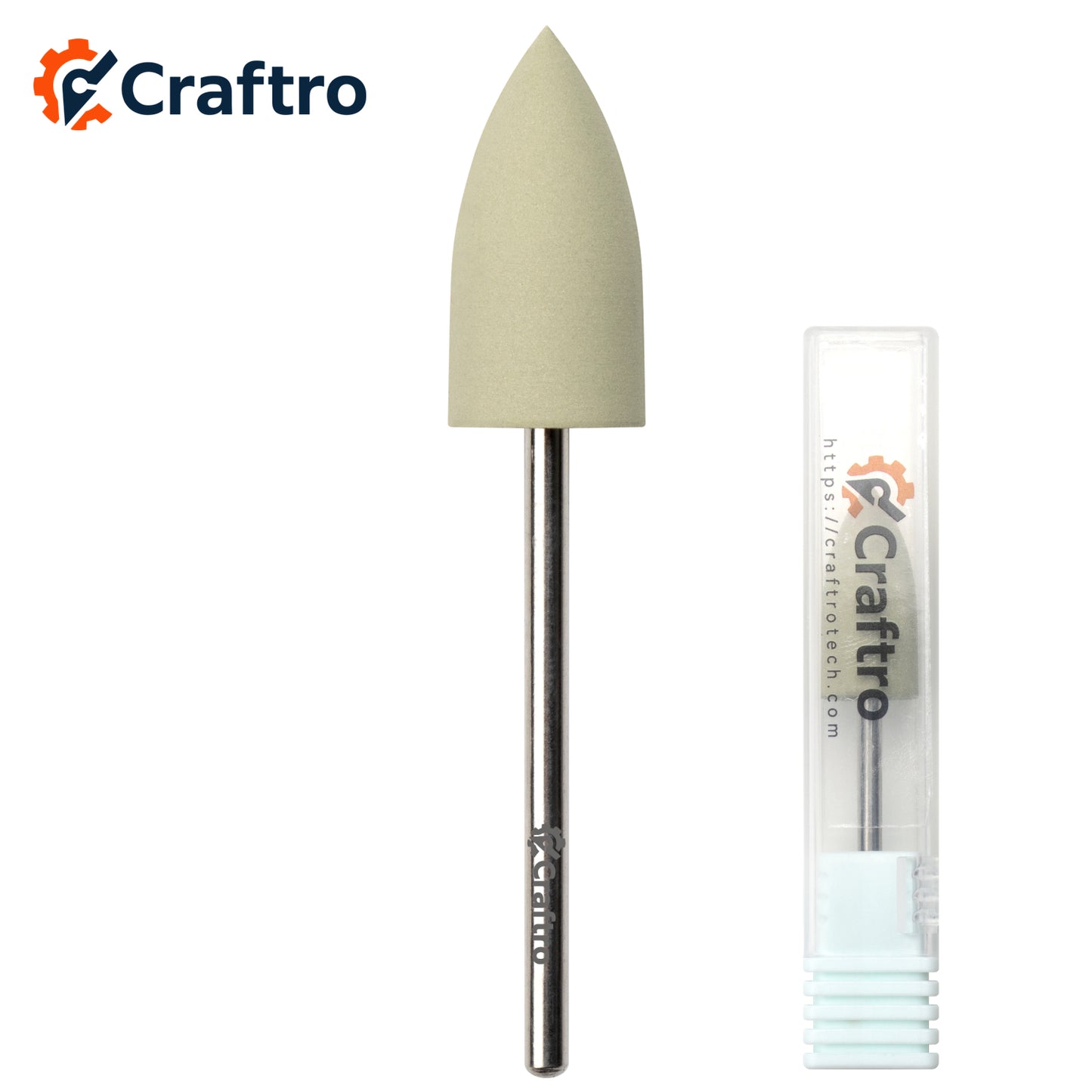 Craftro 3/32'' Shank Nail Drill Grinder Smoothing Silicone Polisher Bit Big Cone, Fine Grit