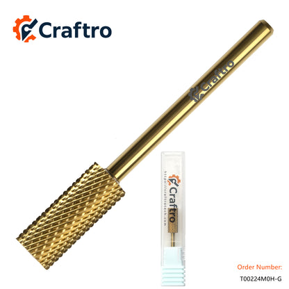 Craftro 3/32'' 5.35mm Diameter Tungsten Carbide Nail Drill Small Barrel Bit Medium Grit Gold Color