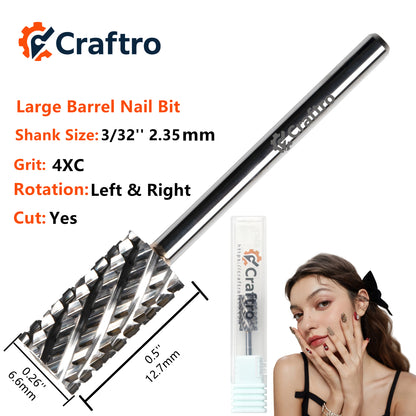 Craftro 3/32'' 6.6mm Diameter Tungsten Carbide Nail Drill Large Barrel Bit 4XC Grit, Silver