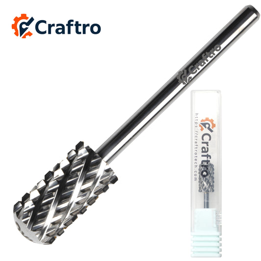 Craftro 3/32'' 6.6mm Diameter Nail Drill Carbide Large Barrel Smooth Top Bit, 4XC Grit, Silver