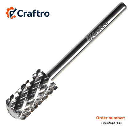 Craftro 3/32'' 6.6mm Diameter Nail Drill Carbide Large Barrel Smooth Top Bit, 4XC Grit, Silver