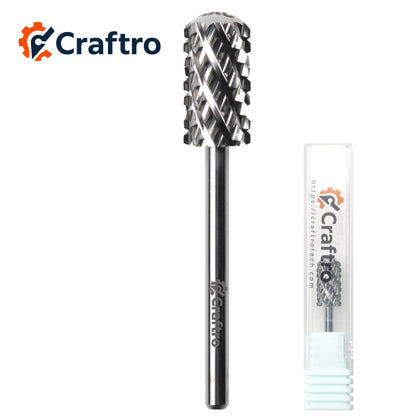 Craftro 3/32'' 6.6mm Diameter Nail Drill Carbide Large Barrel Smooth Top Bit, 4XC Grit, Silver