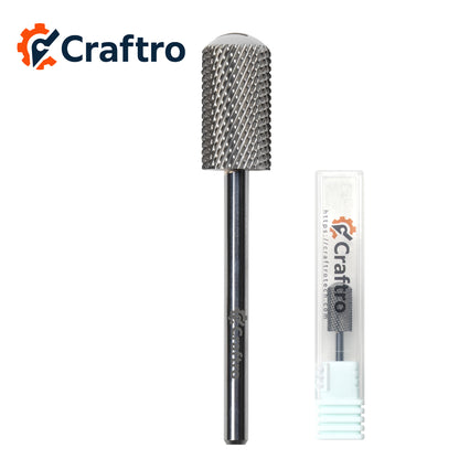 Craftro 3/32'' 6.6mm Diameter Nail Drill Carbide Bits Large Barrel Smooth Top Bit Medium Grit
