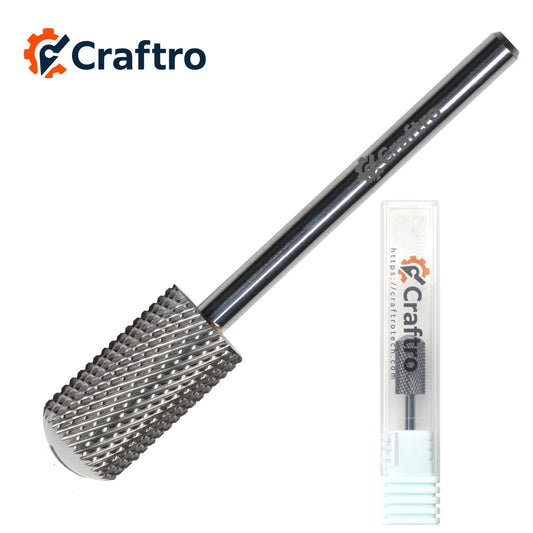 Craftro 3/32'' 6.6mm Diameter Nail Drill Carbide Bits Large Barrel Smooth Top Bit Medium Grit