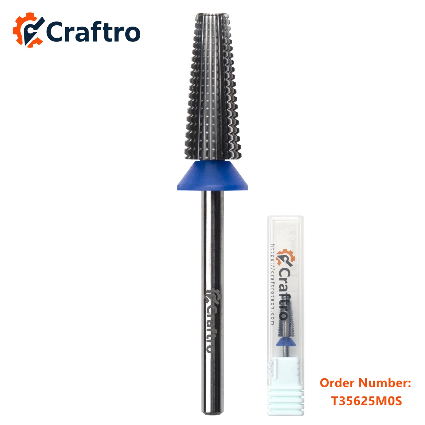 Craftro 3/32'' 6.0mm Diameter 5 in 1 Nail Drill Bits Tungsten Carbide Tapered Barrel Bit Silver Medium Grit