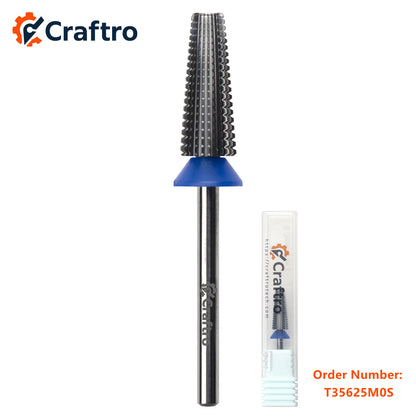 Craftro 3/32'' 6.0mm Diameter 5 in 1 Nail Drill Bits Tungsten Carbide Tapered Barrel Bit Silver Medium Grit