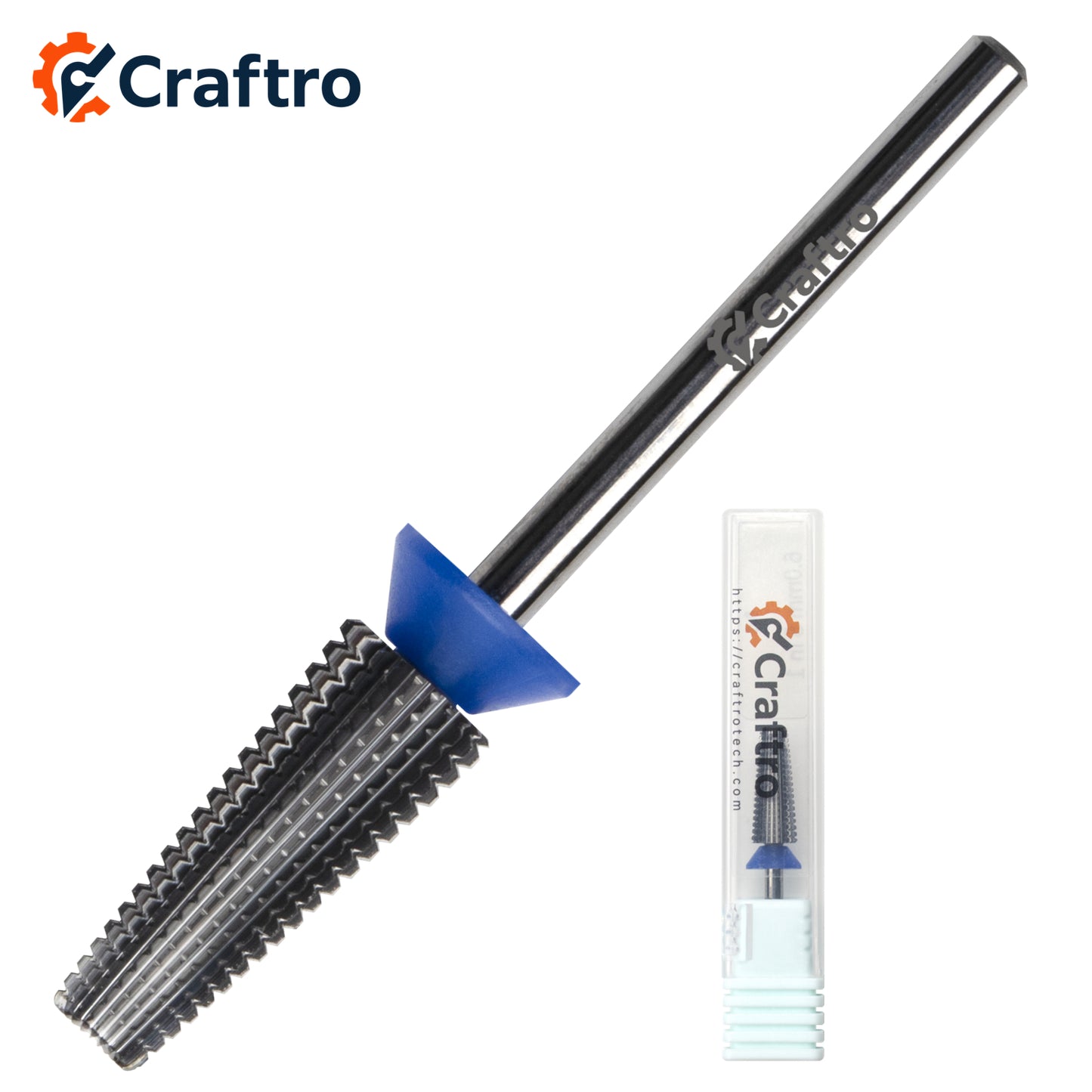 Craftro 3/32'' 6.0mm Diameter 5 in 1 Nail Drill Bits Tungsten Carbide Tapered Barrel Bit Silver Medium Grit