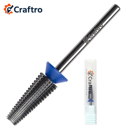 Craftro 3/32'' 6.0mm Diameter 5 in 1 Nail Drill Bits Tungsten Carbide Tapered Barrel Bit Silver Medium Grit