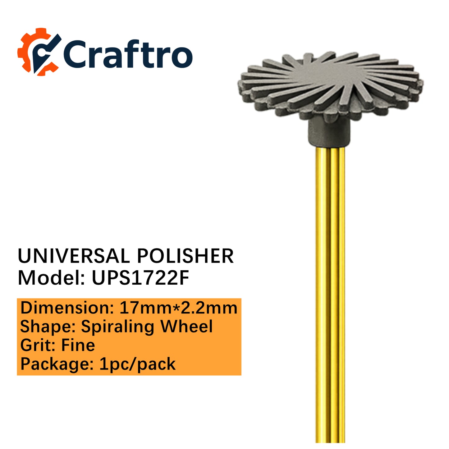 Craftro Dental Lab HP 2.35MM Universal Polisher Spiraling Wheel 17*2.2mm Fine 1/PK