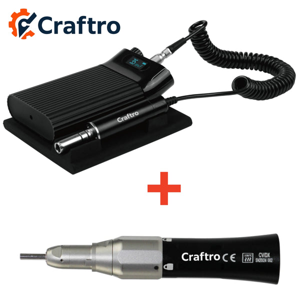 Craftro 35K RPM Dental Lab E-Type Portable Micromotor with Straight Handpiece 3/32'' Shank