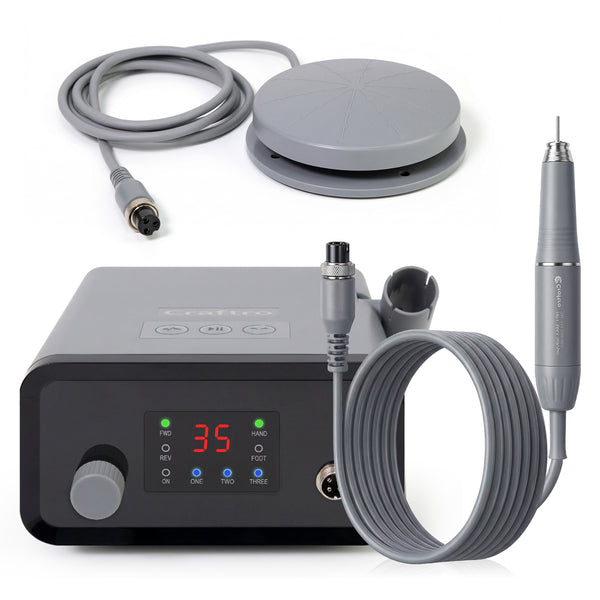 Craftro® VK-MM2 50K RPM Brushless Dental Lab Desktop Micromotor with Foot Pedal Integrated Handpiece, Gray