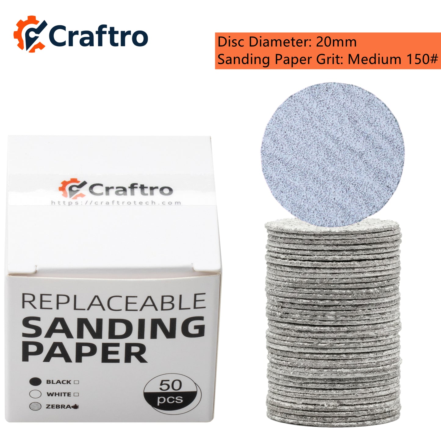 Craftro 20/25mm Diameter Aluminum Oxide Nail Sandpaper & Stainless Steel Disc Holder C M F Grit  2.35mm 3/32'' Shank