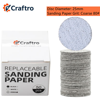 Craftro 20/25mm Diameter Aluminum Oxide Nail Sandpaper & Stainless Steel Disc Holder C M F Grit  2.35mm 3/32'' Shank