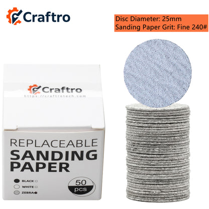Craftro 20/25mm Diameter Aluminum Oxide Nail Sandpaper & Stainless Steel Disc Holder C M F Grit  2.35mm 3/32'' Shank