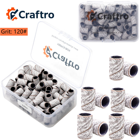 Craftro 100pcs/Box White Zebra Nail Drill Sanding Bands 120 Grit (Medium)