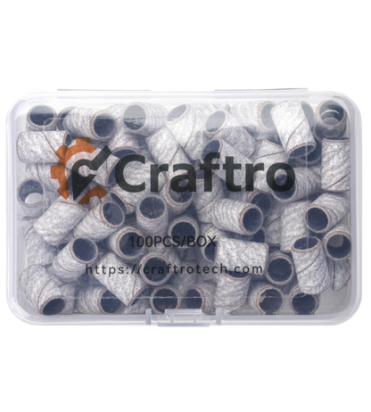 Craftro 100pcs/Box White Zebra Nail Drill Sanding Bands 150 Grit (Medium)