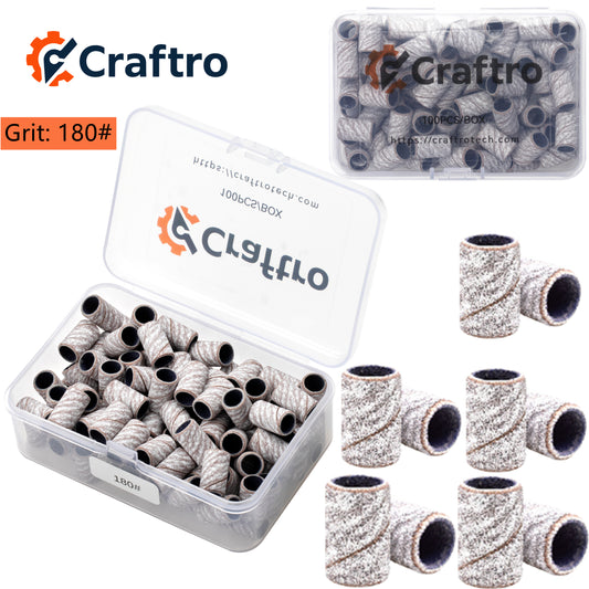Craftro 100pcs/Box White Zebra Nail Drill Sanding Bands 180 Grit (Fine)