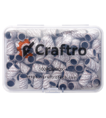 Craftro 100pcs/Box White Zebra Nail Drill Sanding Bands 180 Grit (Fine)
