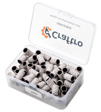 Craftro 100pcs/Box White Zebra Nail Drill Sanding Bands 180 Grit (Fine)
