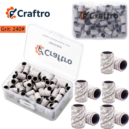 Craftro 100pcs/Box White Zebra Nail Drill Sanding Bands 240 Grit (Fine)