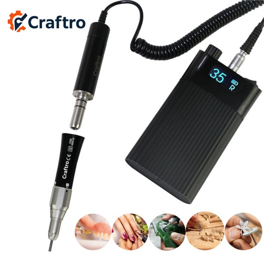 Craftro® 35K Portable Electric Nail Drill with Straight Handpiece 3/32''  E File for Manicure & Pedicure