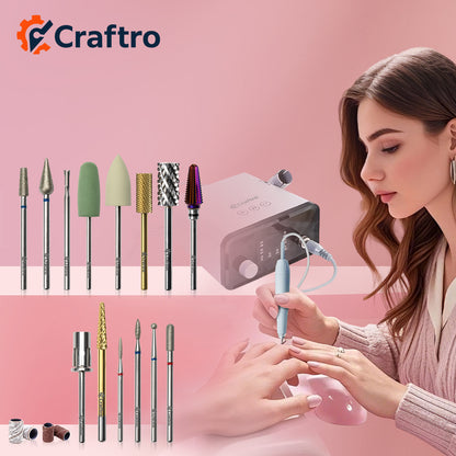 Craftro® VK-MM2 50K RPM Brushless Desktop Nail Drills with Foot Pedal Electric E-File, White