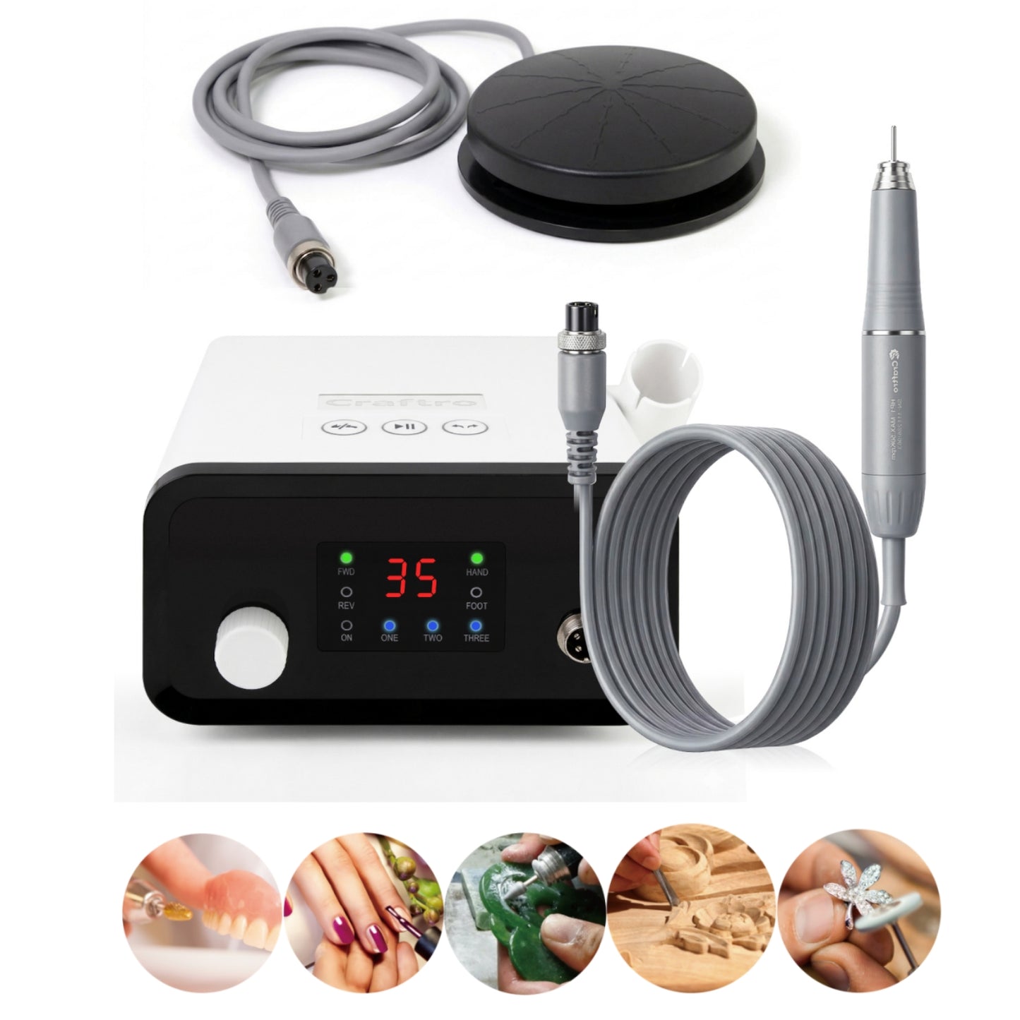 Craftro® VK-MM2 50K RPM Brushless Multi-funcation Desktop Micromotor for Dental Lab, Nails, Handcraft